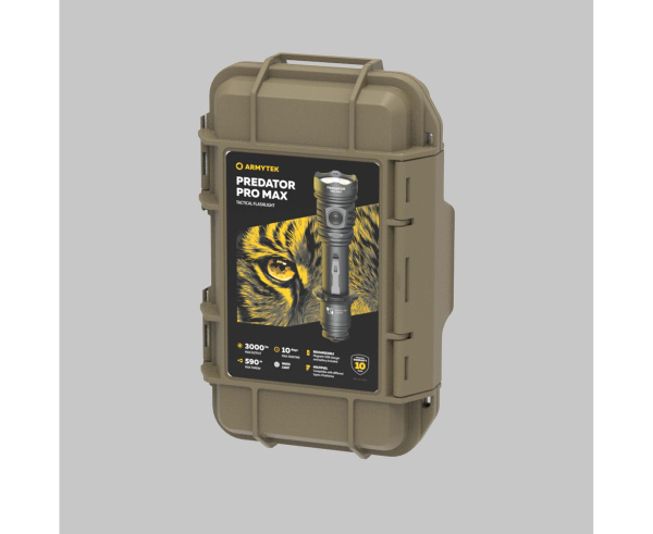 Фонарь тактический Predator Pro MAX (Black; Холодный; 3000Lm; акк21700-5000mAh)